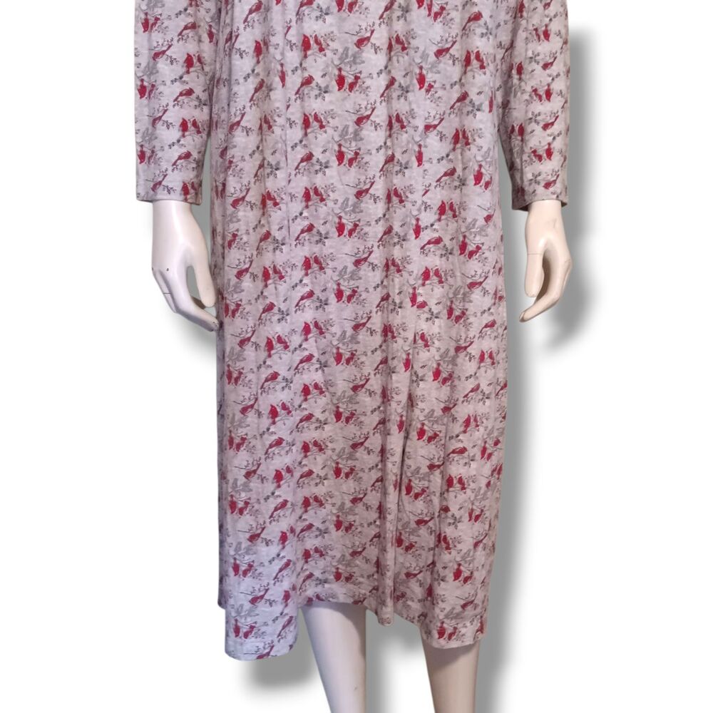 Rebecca Malone Cardinal Flannel Nightgown-Medium-Long Sleeve-Ruffle Yoke-Modest - Picture 3 of 9